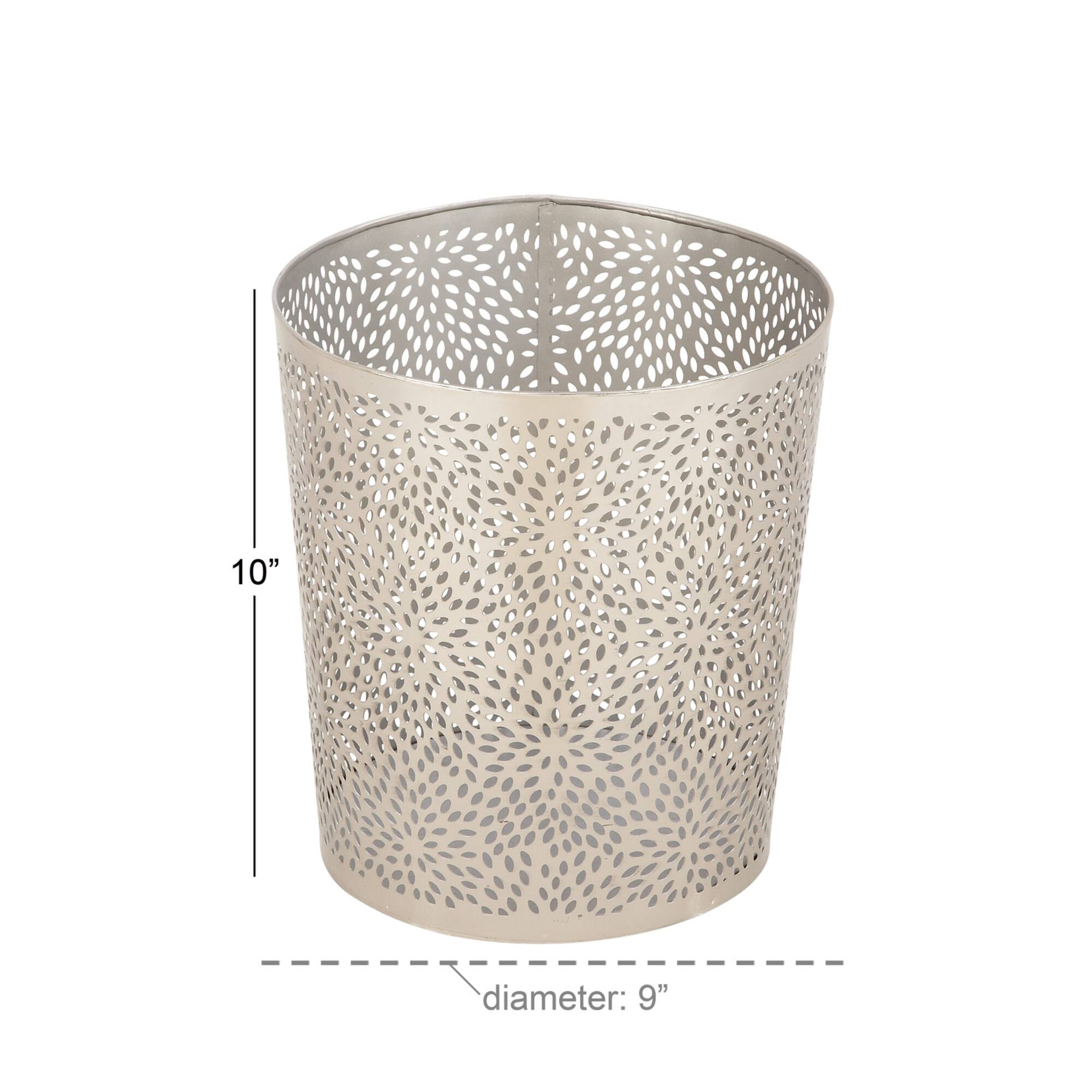 CosmoLiving by Cosmopolitan Silver Metal Contemporary Small Waste Bin
